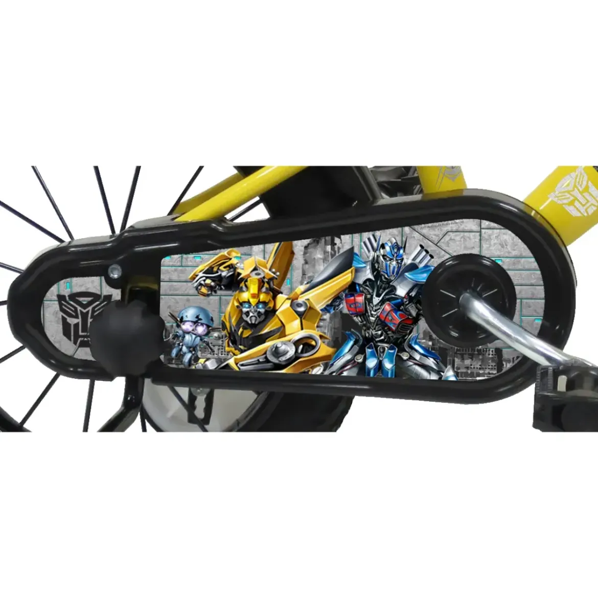 Bicicletta per Bambini 14" Transformers Giallo con Rotelle Borraccia