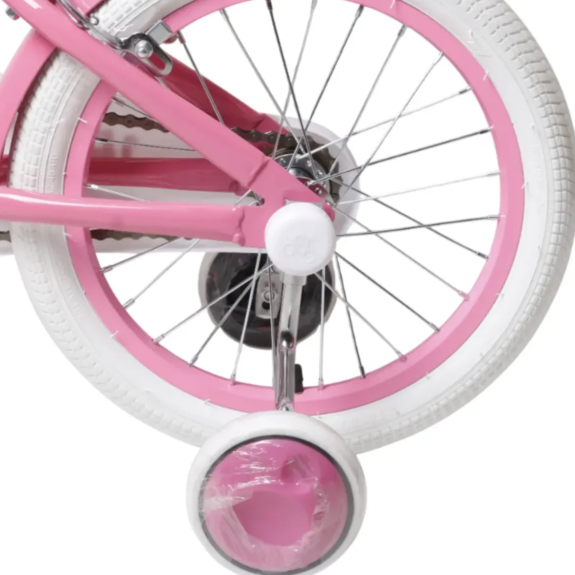 Bicicletta per Bambini 14" Unicorno Rosa Bianco Regolabile con Rotelle