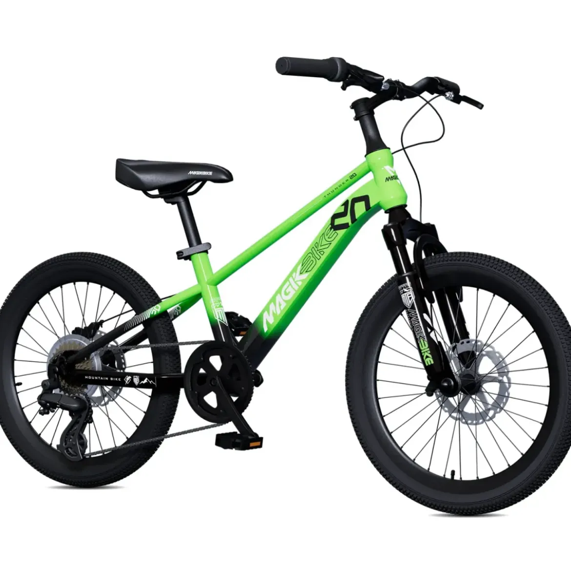 Bicicletta per Bambini Verde 20" Mountain Bike Cambio 7 Velocità