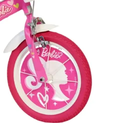 Bicicletta Rotelle Barbie 14" per Bambini Rosa con Cestino Seggiolino