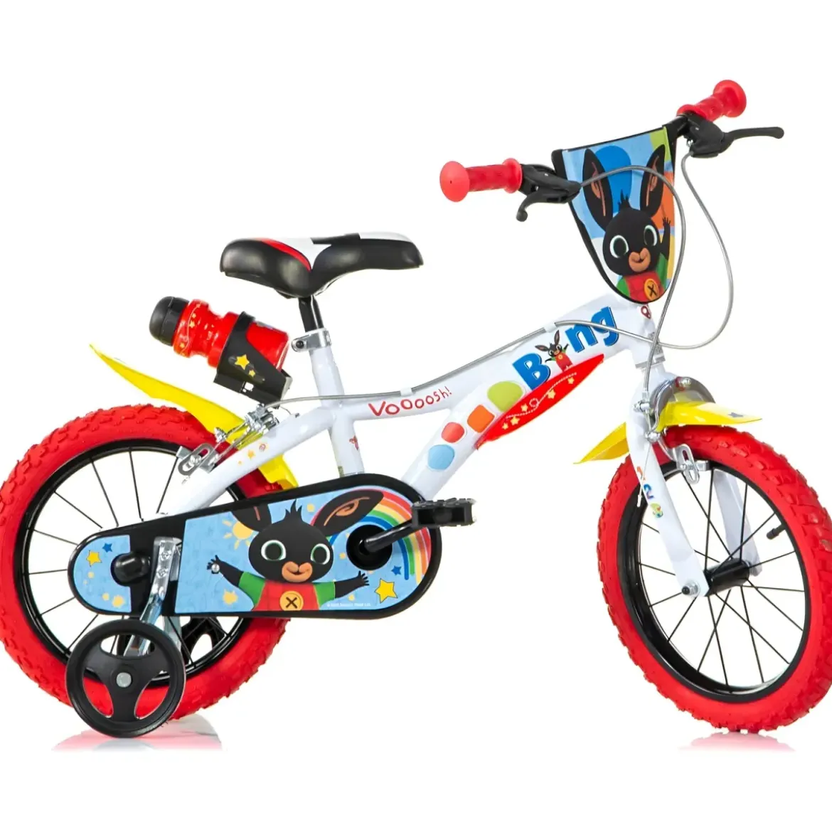 Bicicletta Rotelle Bing 14" per Bambini Bianco Porta Borraccia Gomma EVA