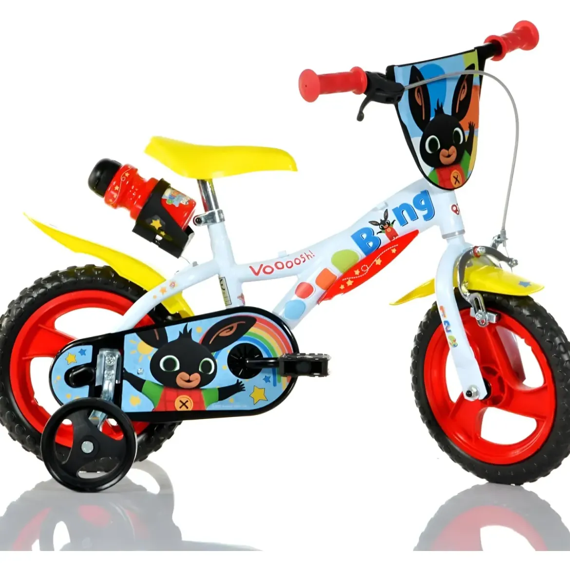 Bicicletta Rotelle Bing 12" per Bambini Bianco Porta Borraccia Gomma EVA