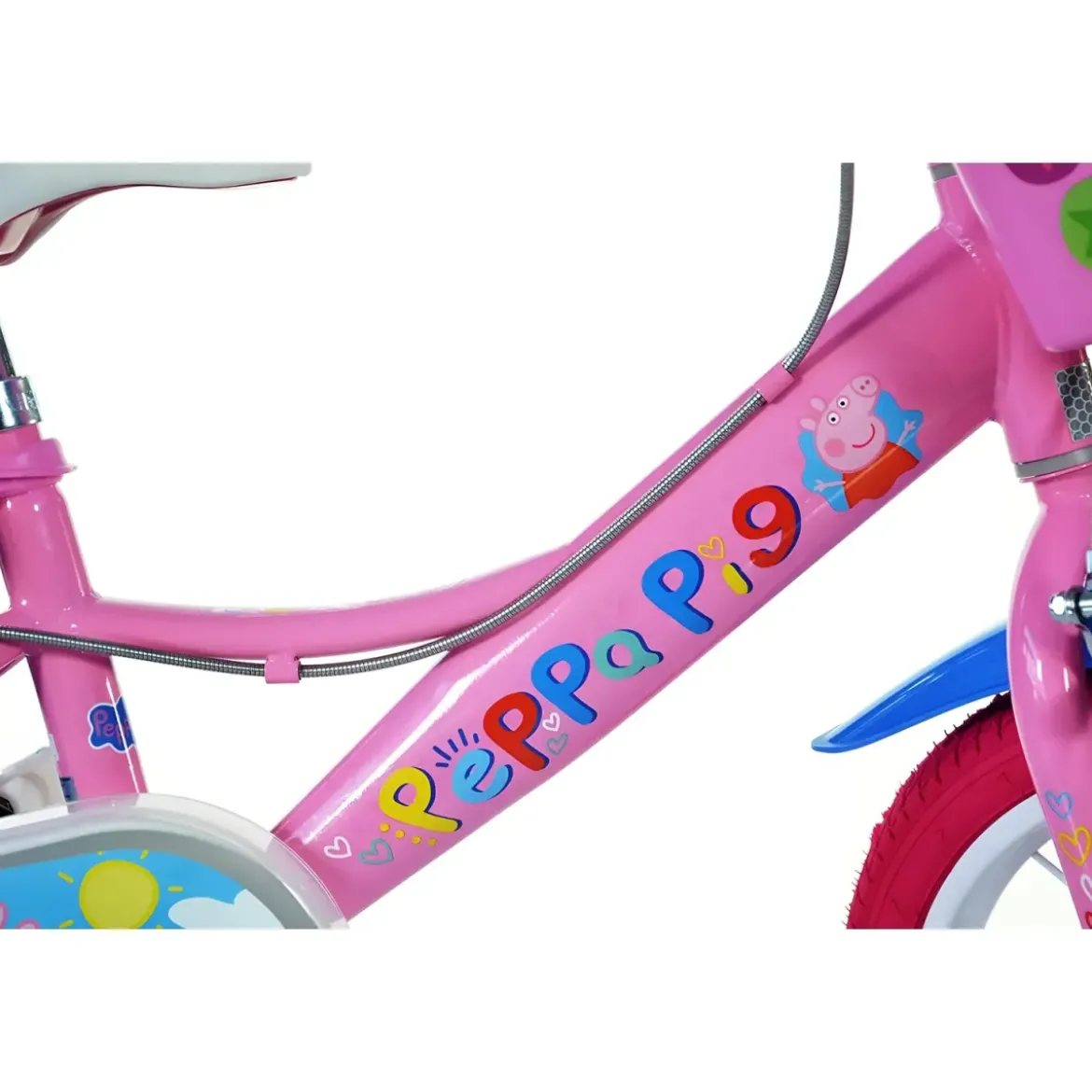 Bicicletta Rotelle 16" per Bambine Peppa Pig Rosa Cestino Seggiolino