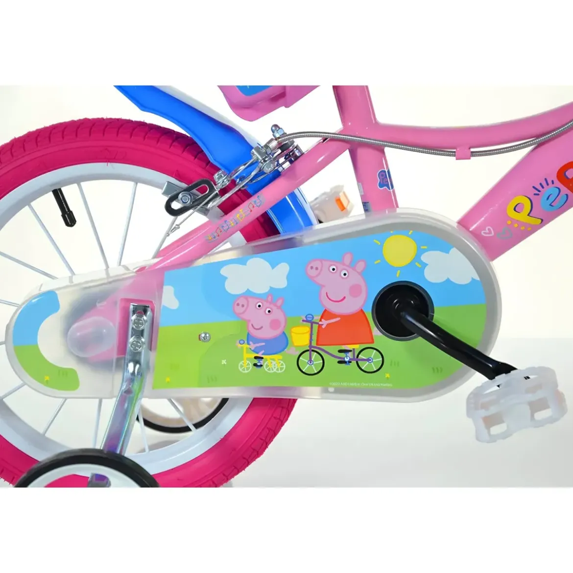 Bicicletta Rotelle 14" per Bambine Peppa Pig Rosa Cestino Seggiolino