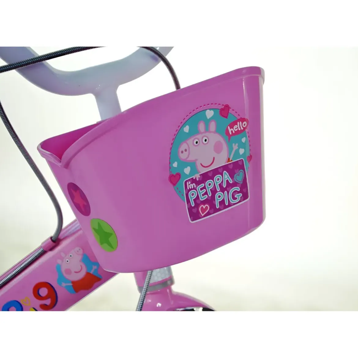 Bicicletta Rotelle 14" per Bambine Peppa Pig Rosa Cestino Seggiolino