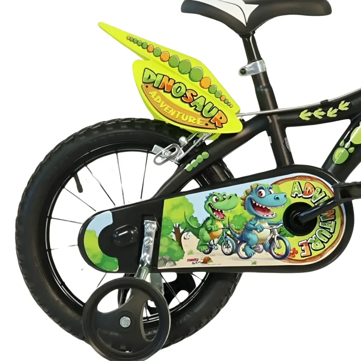 Bicicletta Rotelle per Bambini 16" Dinosaur T-Rex Nero Doppio Freno