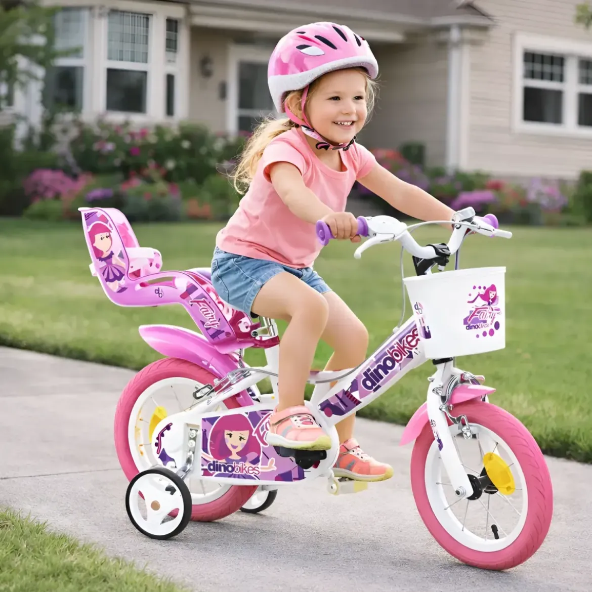 Bicicletta Rotelle per Bambine 12" Fairy Bianco Telaio Acciaio 2 Freni