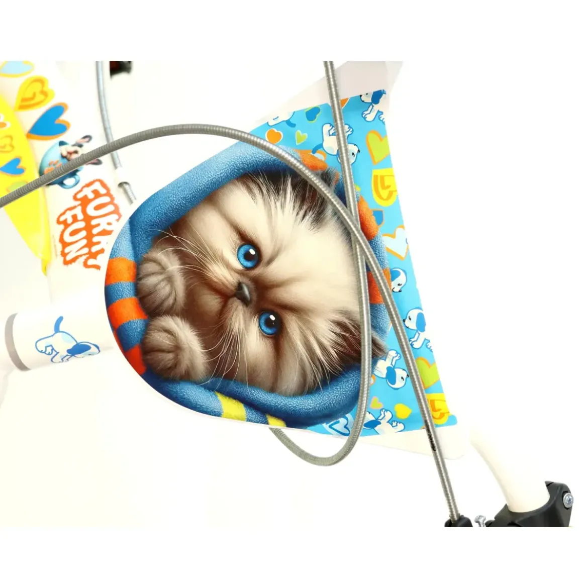 Bicicletta Rotelle per Bambini 16" Furry Fun Bianco Porta Borraccia