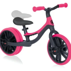 Bicicletta Senza Pedali per Bambini 2-5 Anni Rosa Neon Regolabile