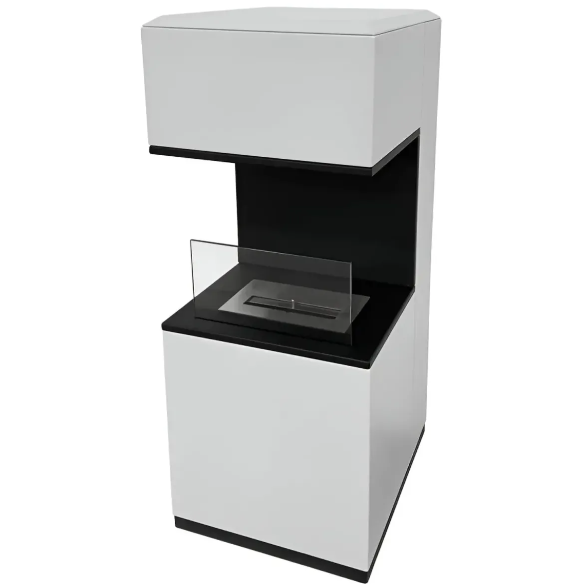 Biocamino da Pavimento con Bruciatore 1,2L Bianco 3,2kW Acciaio Inox