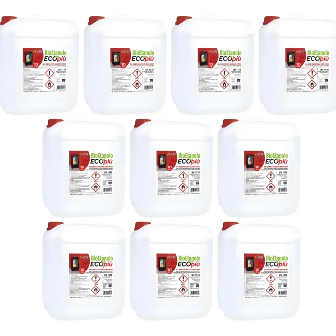 Bioetanolo Liquido per Camini e Stufe 10 Taniche 10L Ecologico Inodore