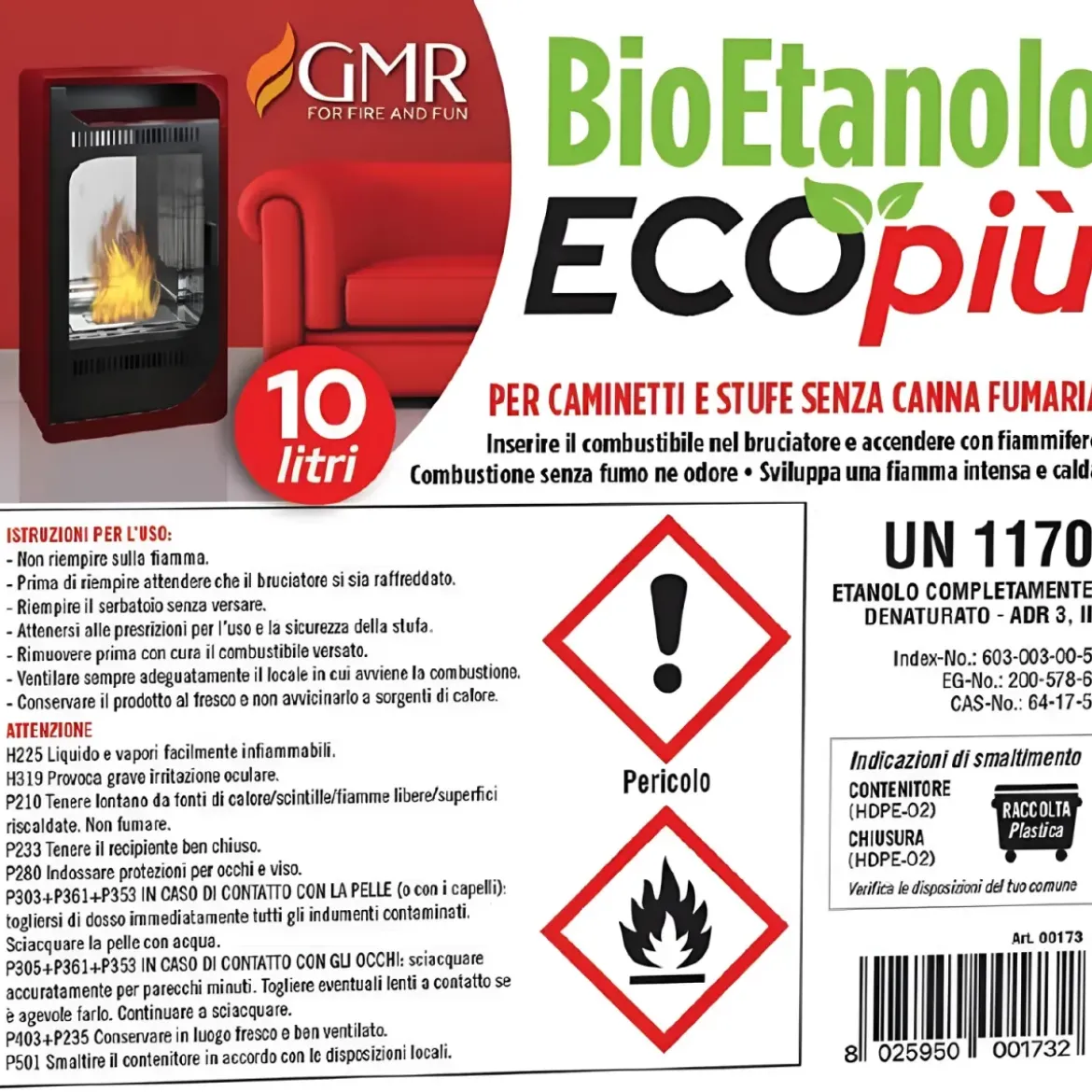 Bioetanolo Liquido per Camini e Stufe 10 Taniche 10L Ecologico Inodore