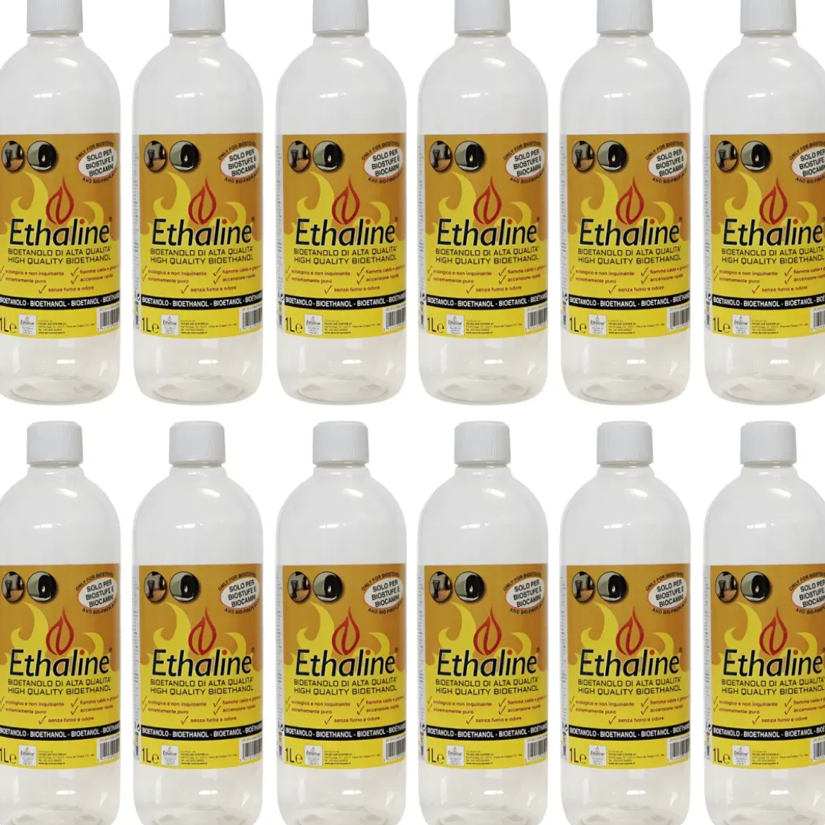 Bioetanolo 12 Taniche 1L per Biocamini e Stufe Combustibile Naturale