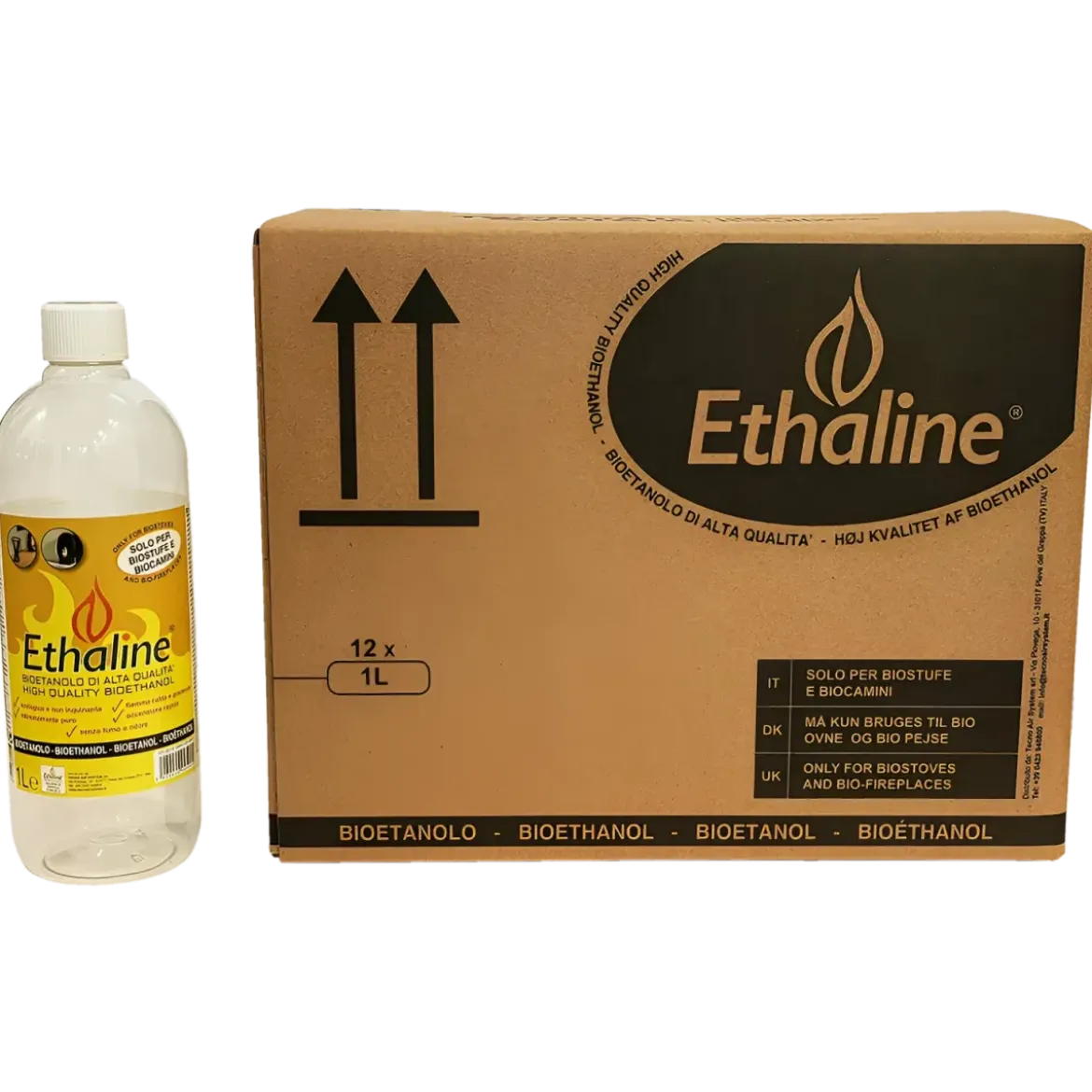 Bioetanolo 12 Taniche 1L per Biocamini e Stufe Combustibile Naturale