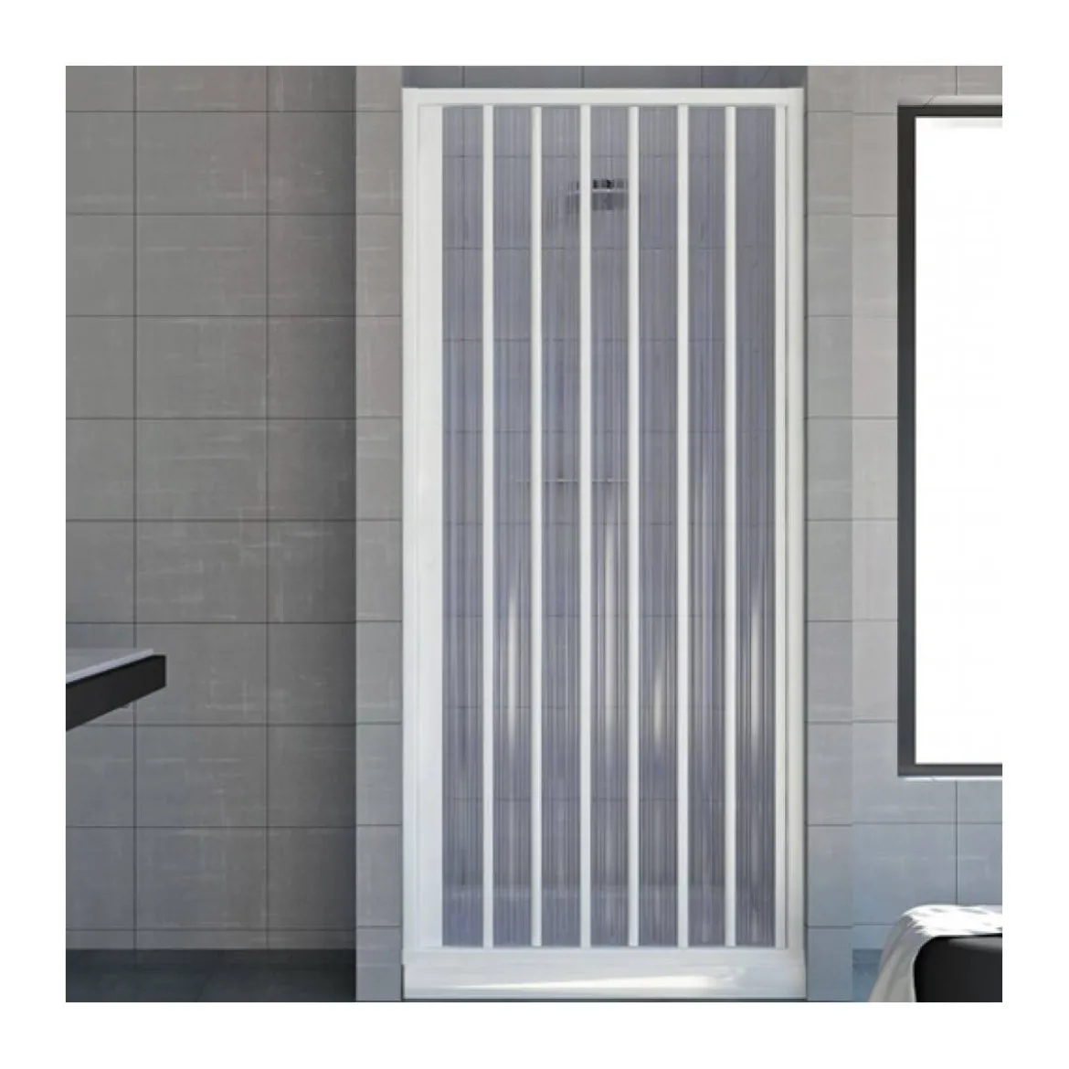Box Cabina Doccia Parete Nicchia in PVC Porta a Soffietto Pieghevole 1 Anta Lato