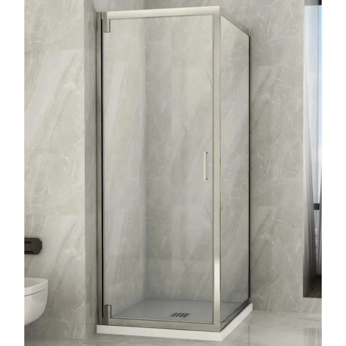 Box Doccia Angolare 1 Anta Fissa Anta Battente 2 Lati Parete Vetro 6mm Cristallo