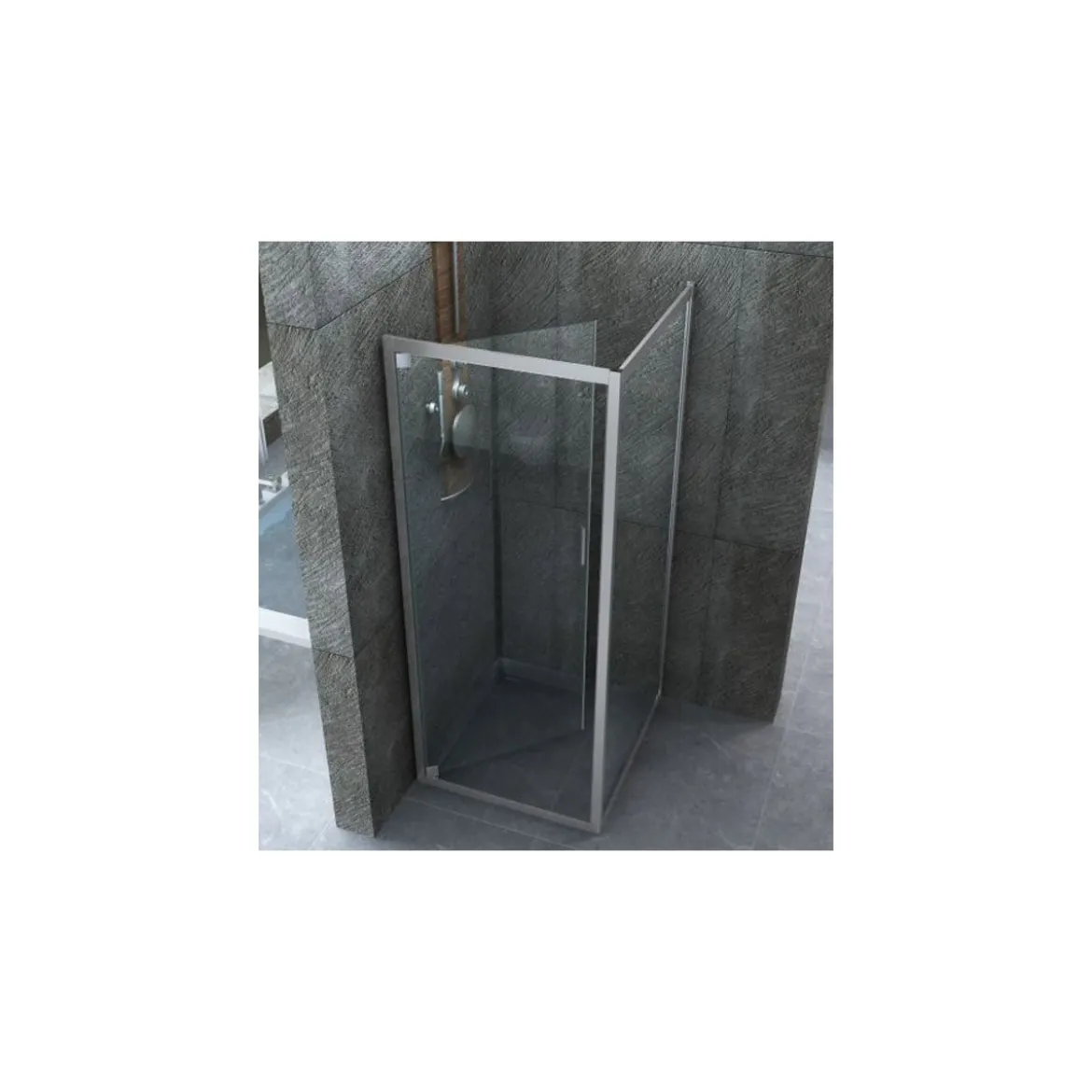 Box Doccia Angolare 1 Anta Fissa Anta Battente 2 Lati Parete Vetro 6mm Cristallo
