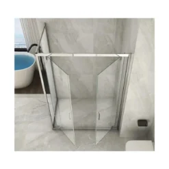 Box Doccia Angolare 2 Ante Battente Saloon Parete Fissa Vetro 6 mm in Cristallo