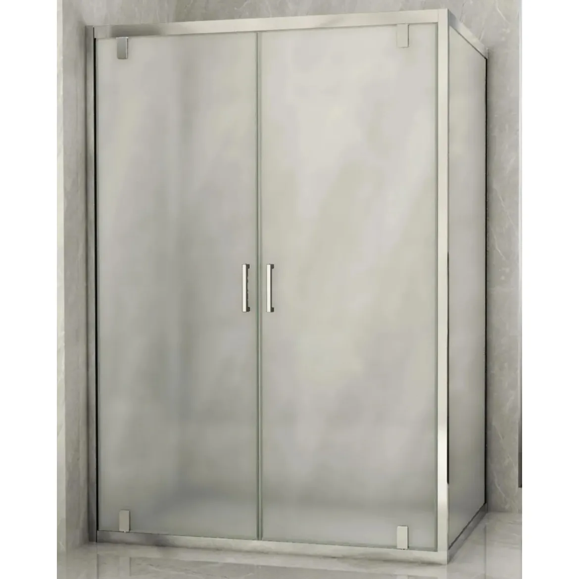 Box Doccia Angolare 2 Lati Ante Saloon Battente Parete Fissa Vetro 6 mm Opaco
