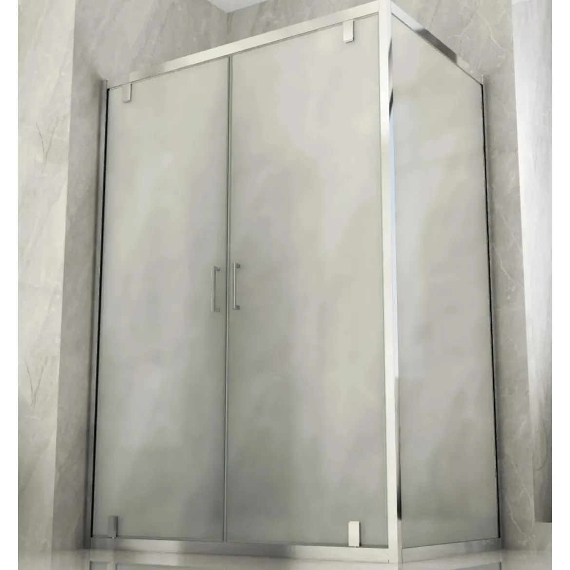 Box Doccia Angolare 2 Lati Ante Saloon Battente Parete Fissa Vetro 6 mm Opaco