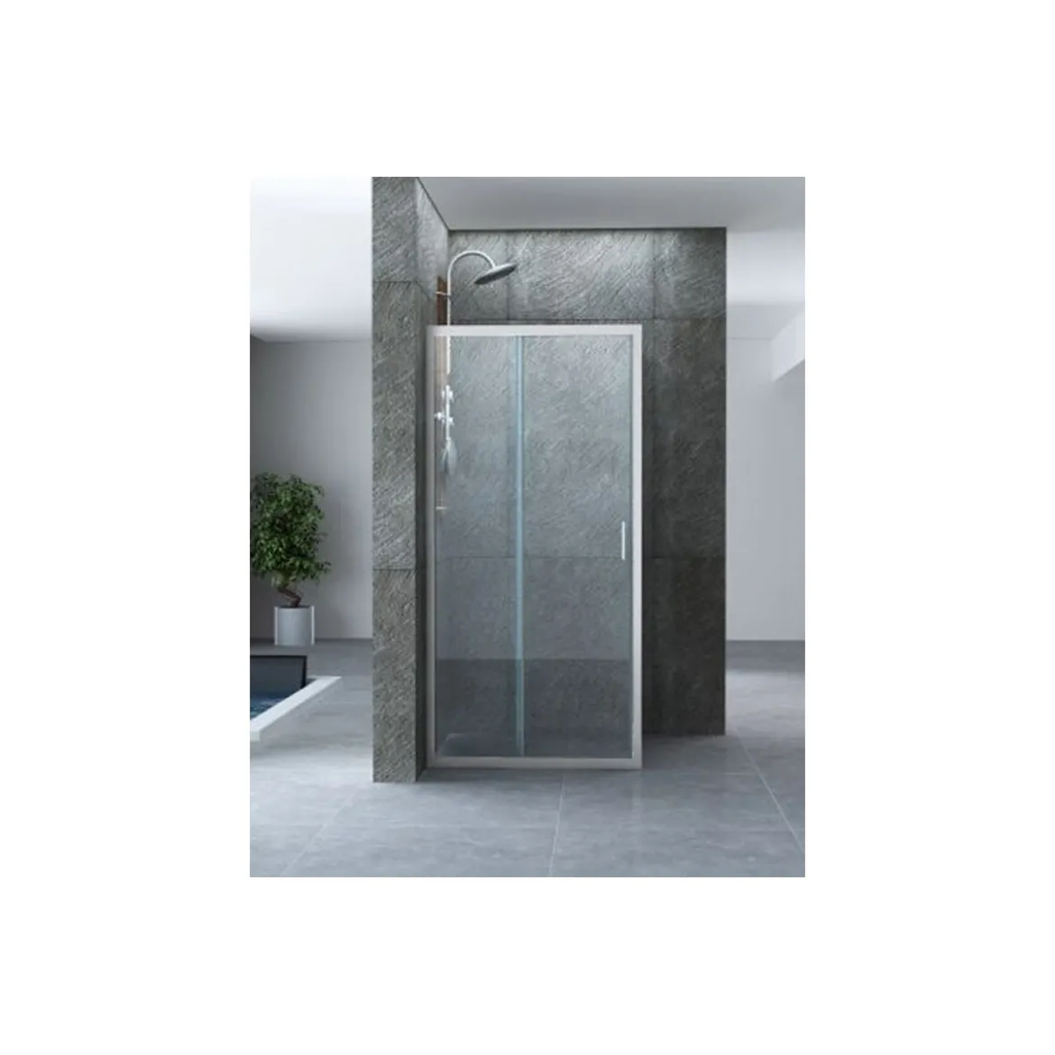 Box Doccia Angolare 6 mm 1 Parete Anta Fissa 1 Porta Scorrevole Cabina Cristallo