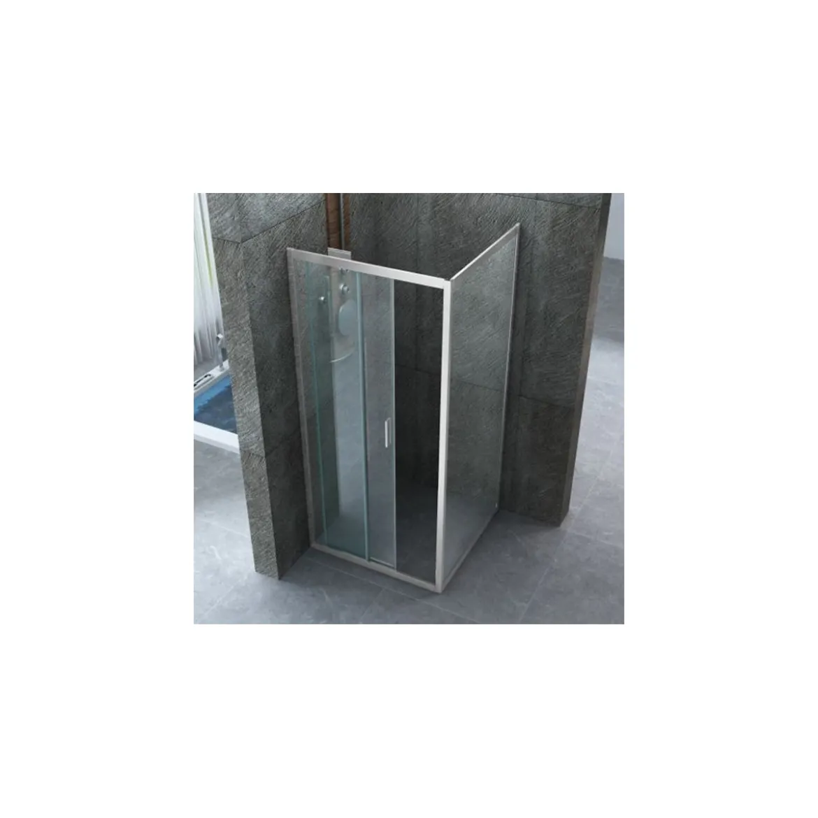 Box Doccia Angolare 6 mm 1 Parete Anta Fissa 1 Porta Scorrevole Cabina Cristallo