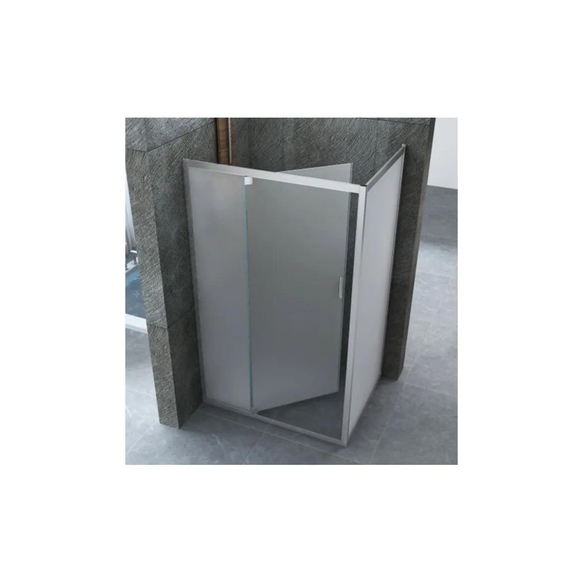 Box Doccia Anta Fissa Battente 2 Lati Angolare Parete Vetro 6mm Cristallo Opaco