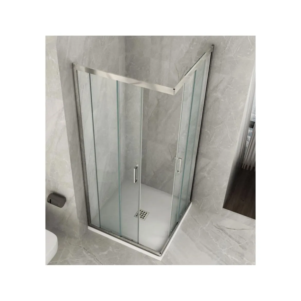 Box Doccia Cristallo 6 mm Vetro Angolo 2 Lati Scorrevole Quadrato Rettangolare