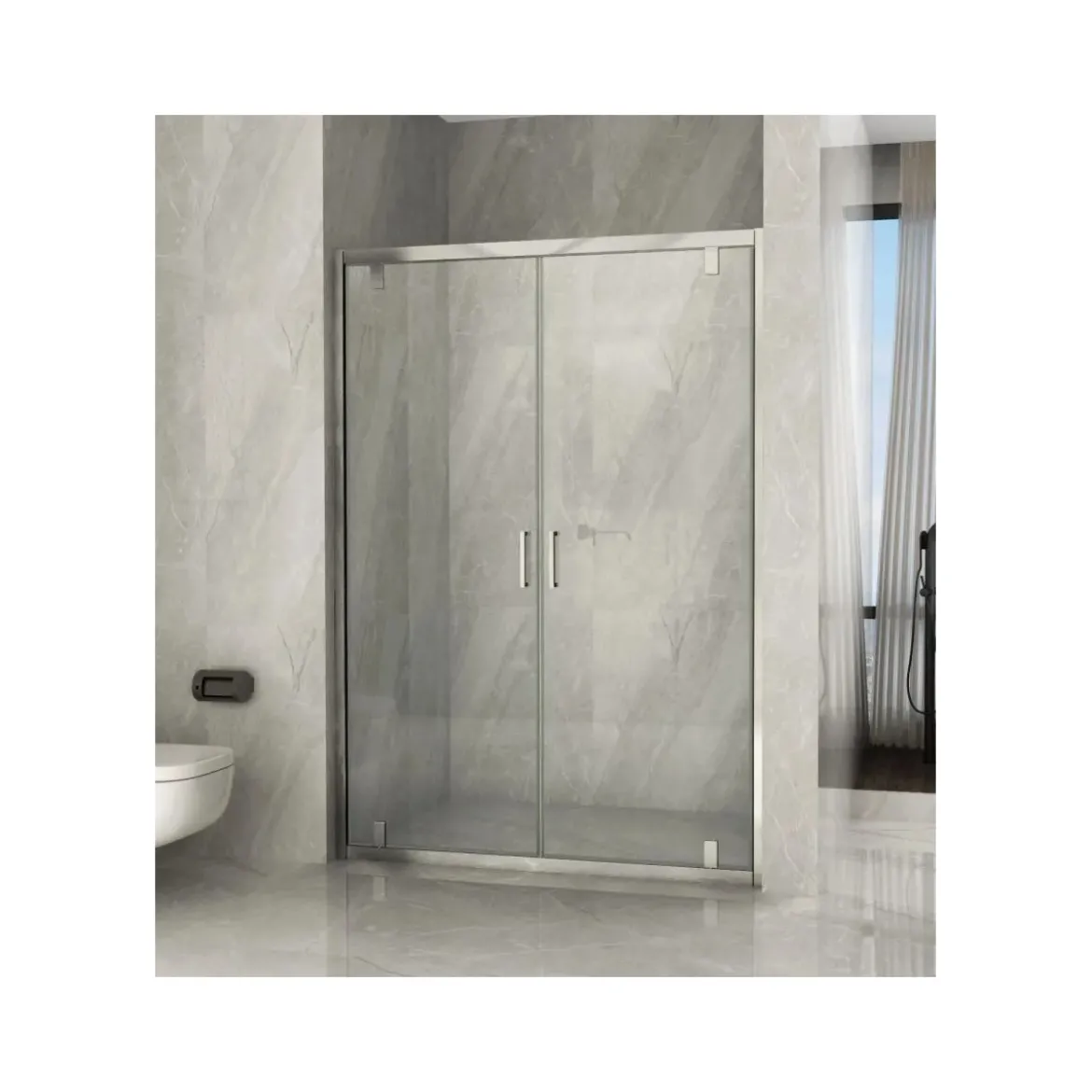 Box Doccia Nicchia 2 Ante Battente da 120cm Saloon Vetro 6 mm Porta in Cristallo