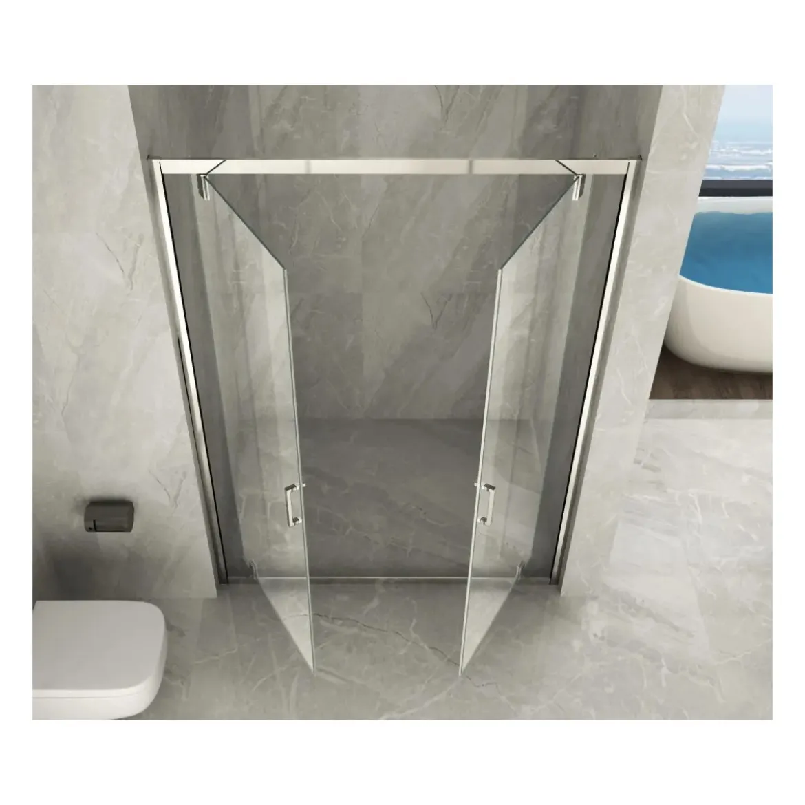 Box Doccia Nicchia 2 Ante Battente da 120cm Saloon Vetro 6 mm Porta in Cristallo