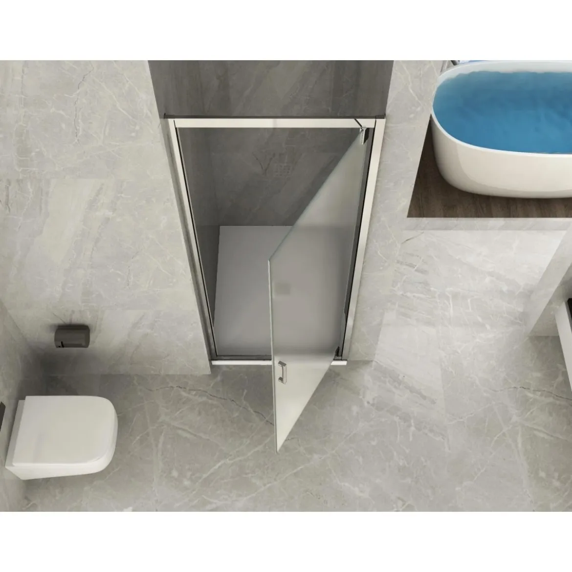 Box Doccia Nicchia 6 mm Vetro Opaco Anta Battente 65 70 75 80 Porta Parete