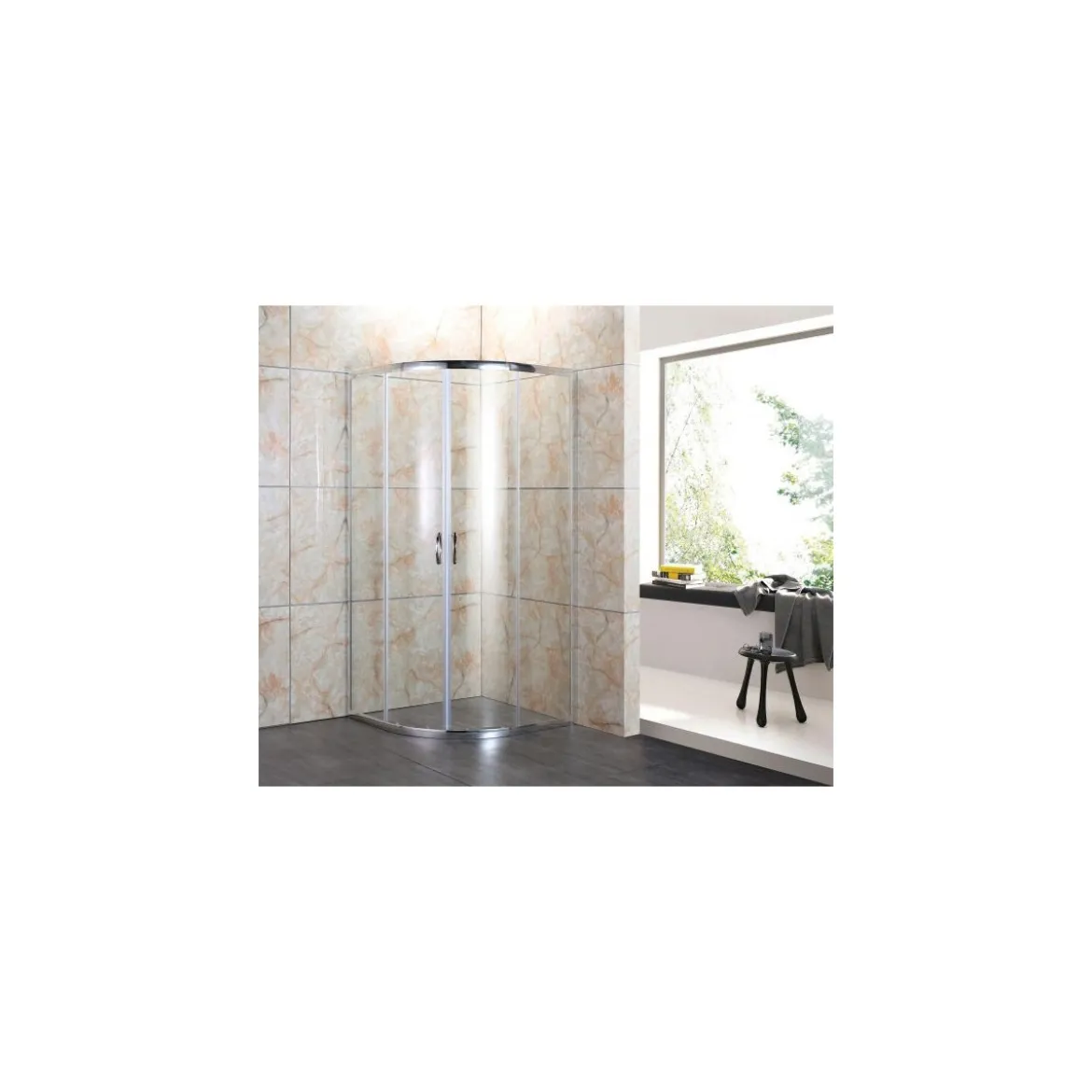 Box Doccia Tondo Semicircolare Vetro Cristallo 80x80 90x90 Angolare Scorrevole 4mm