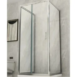 Box Doccia tre 3 Lati 6 mm 2 Ante fisse 1 Porta Scorrevole Cristallo Trasparente