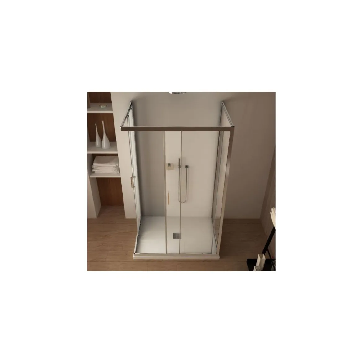 Box Doccia tre 3 Lati 6 mm 2 Scorrevoli Trasparente Anta fissa 70x 80 90 100 120