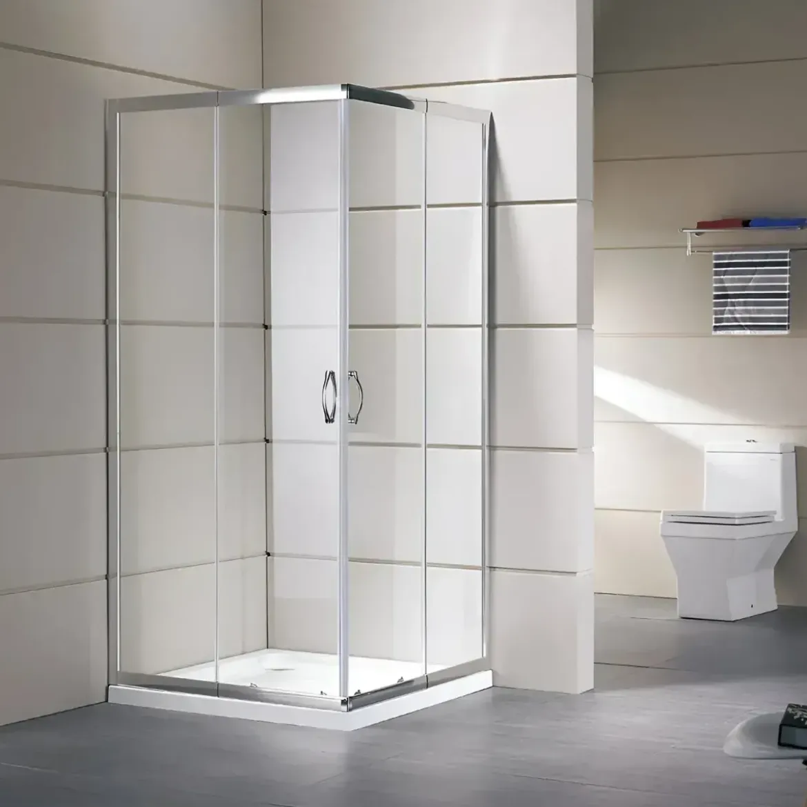 Box Doccia 75x75 Cristallo Temperato 4mm Angolare Ante Scorrevoli