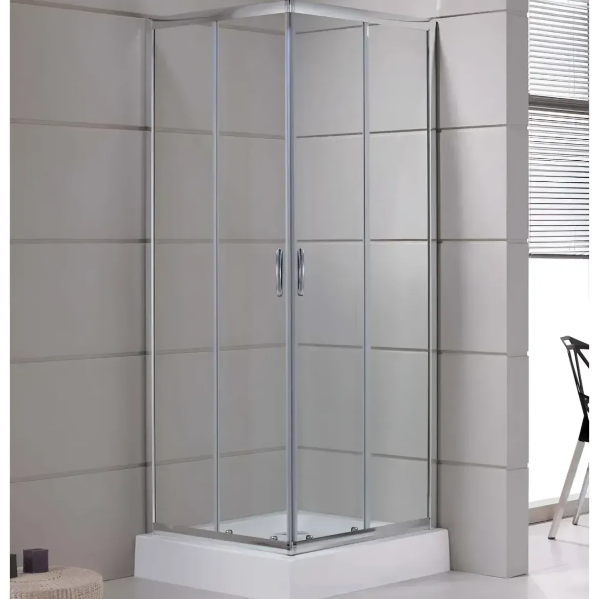 Box Doccia 75x75 Cristallo Temperato 4mm Angolare Ante Scorrevoli