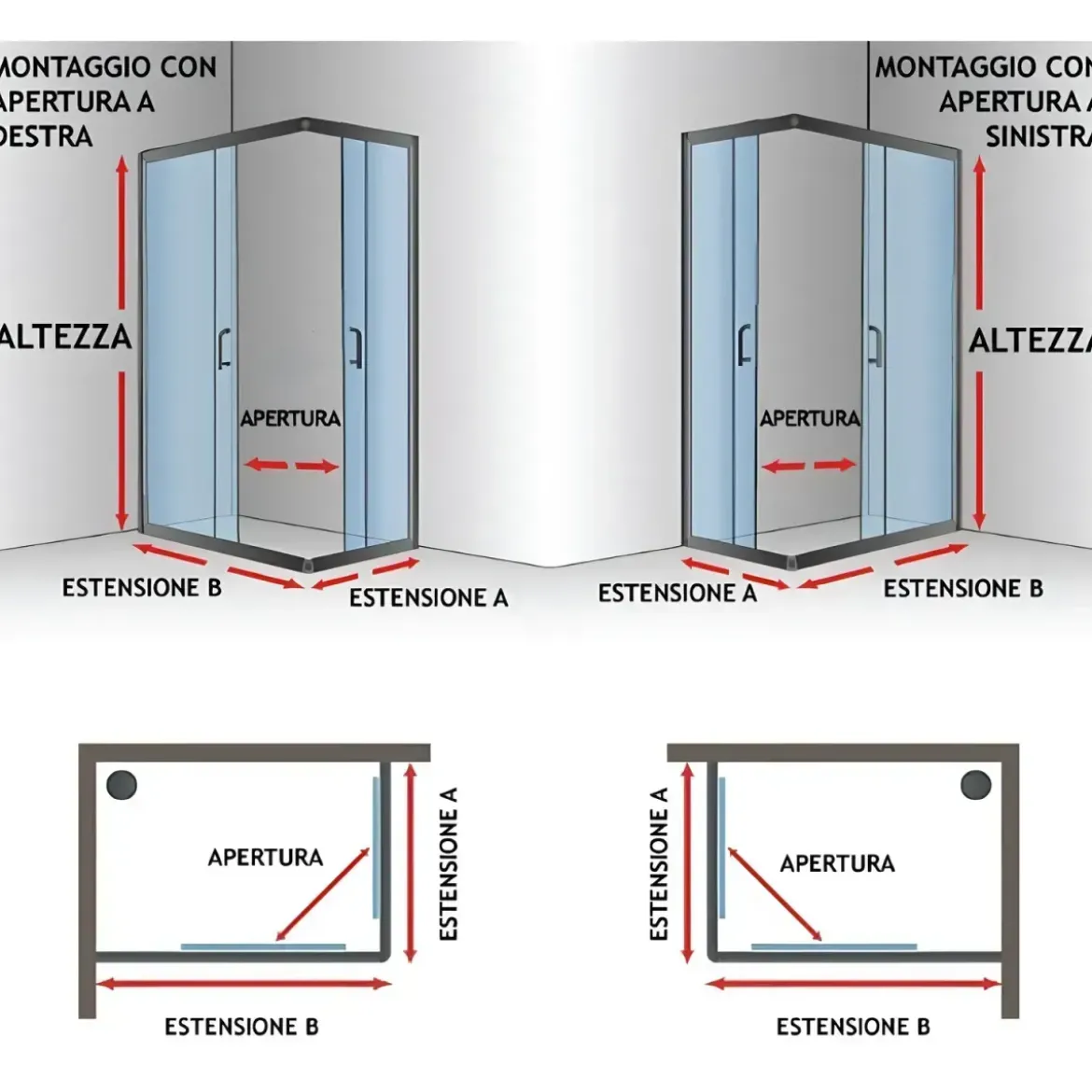 Box Doccia 75x75 Cristallo Temperato 4mm Angolare Ante Scorrevoli