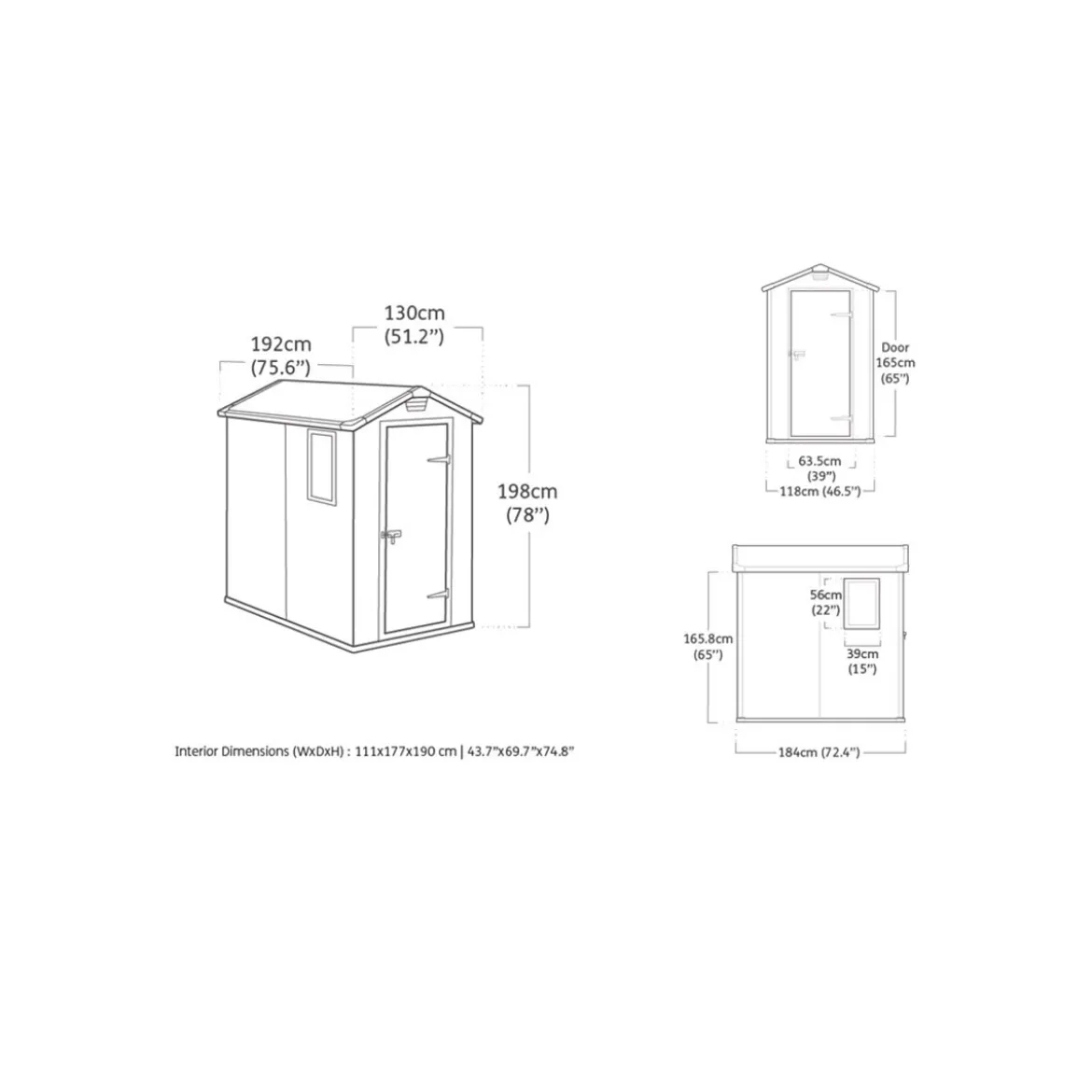 Box Keter Manor per Esterno da Giardino 130x192 cm Resina