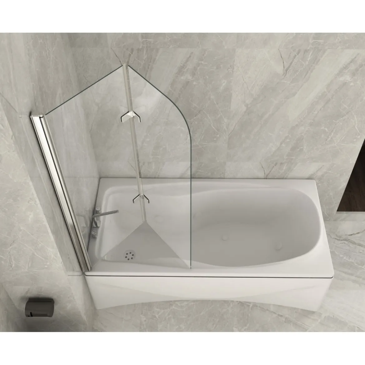 Box Vasca Doccia a Libro 6 mm Cristallo Sopravasca Pieghevole Bagno Parete Vetro