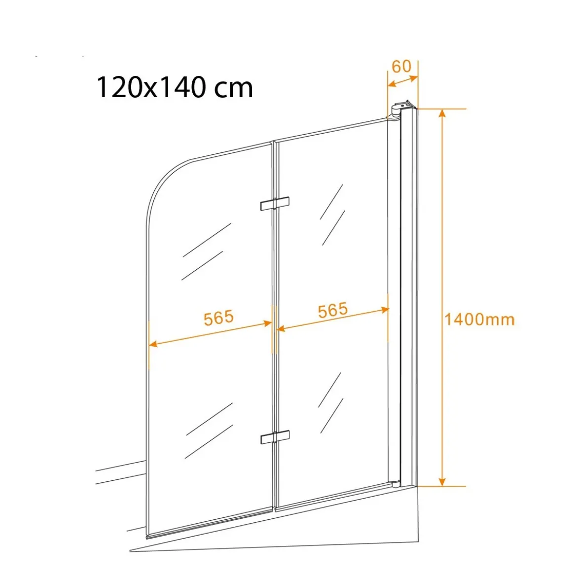 Box Vasca Doccia a Libro 6 mm Cristallo Sopravasca Pieghevole Bagno Parete Vetro