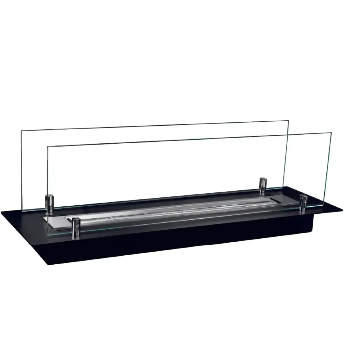 Bruciatore a Bioetanolo con Vetri da Incasso 65 cm 0,7L Acciaio Inox