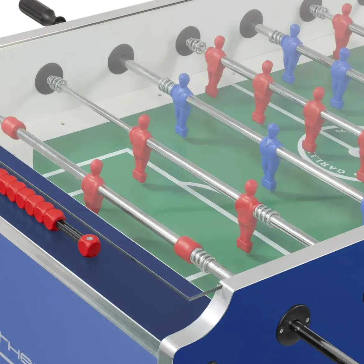 Calciobalilla Blu con Vetro Superiore Biliardino Impermeabile da Esterno