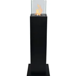 Camino a Bioetanolo a Colonna 110cm Nero 3kW da Giardino Moderno