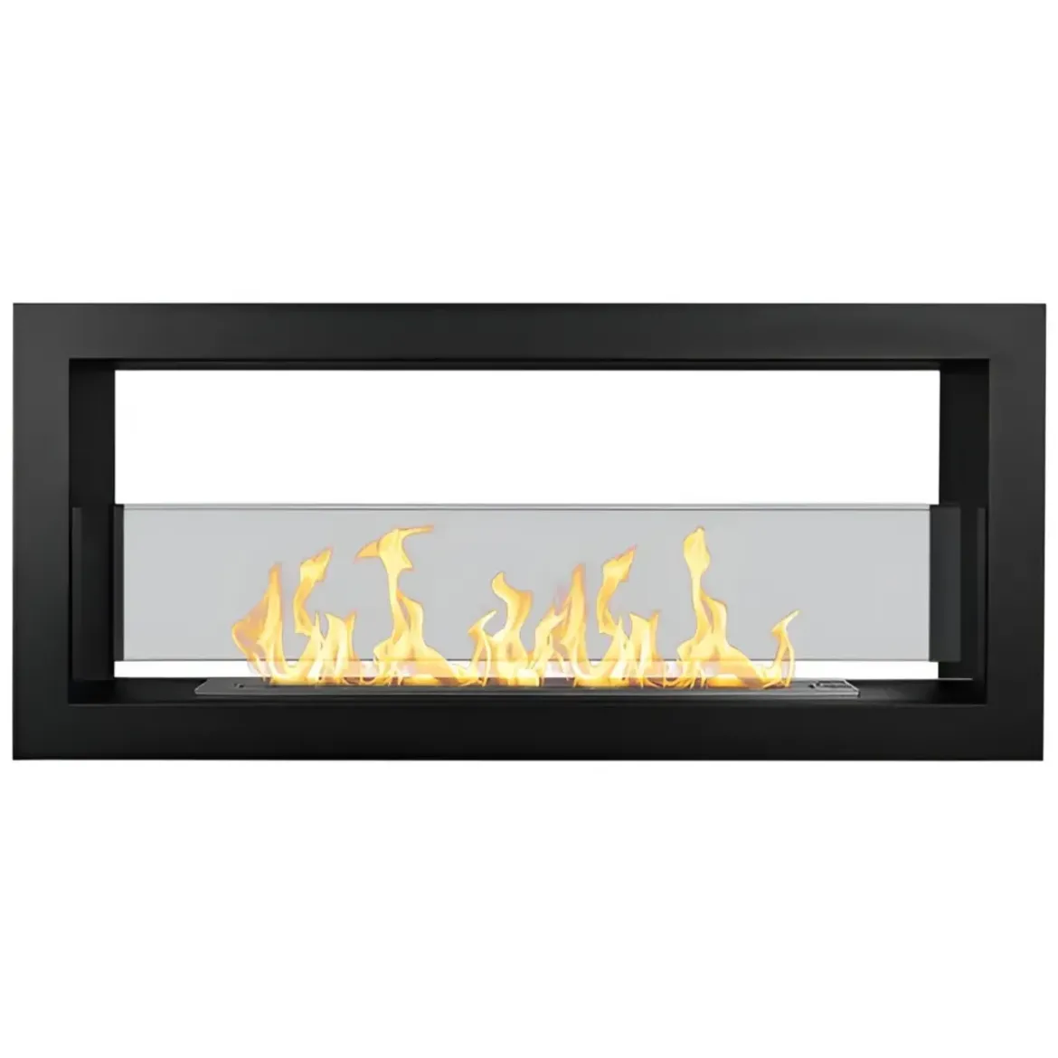 Camino a Bioetanolo Bifacciale 1,5L Nero da Parete 90x40 cm Acciaio