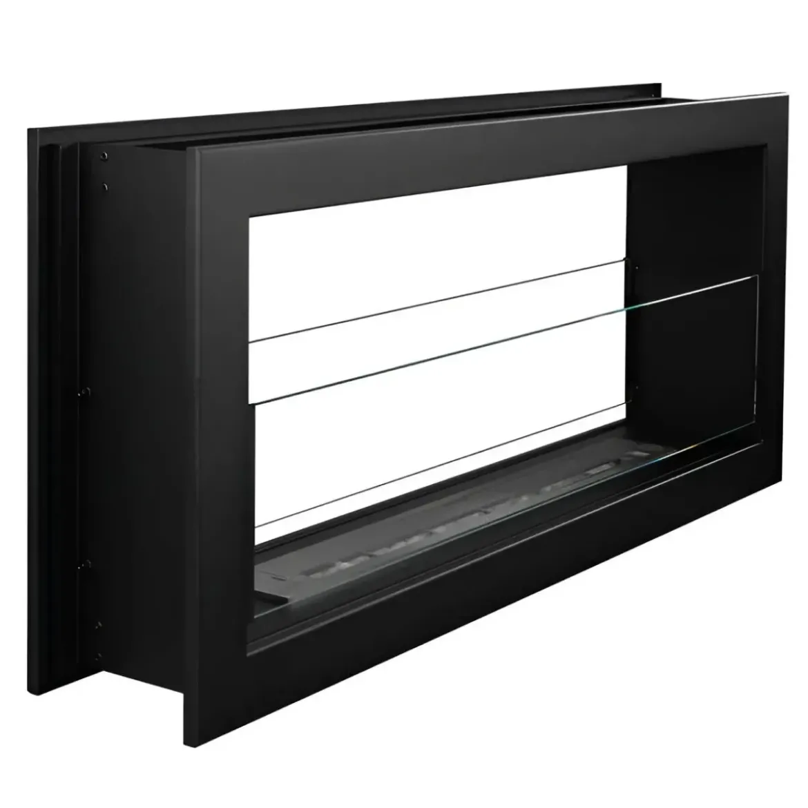 Camino a Bioetanolo Bifacciale 1,5L Nero da Parete 90x40 cm Acciaio