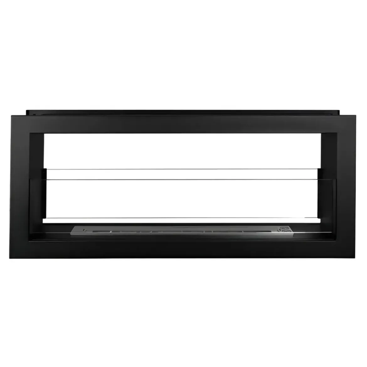 Camino a Bioetanolo Bifacciale 1,5L Nero da Parete 90x40 cm Acciaio