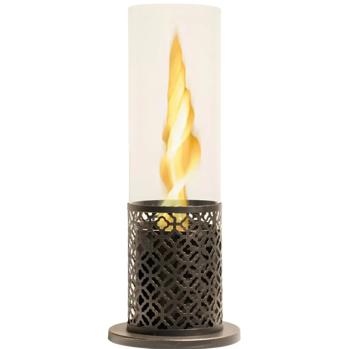 Camino a Bioetanolo da Tavolo Nero Oro Ø20 in Acciaio con Vetro Arredo
