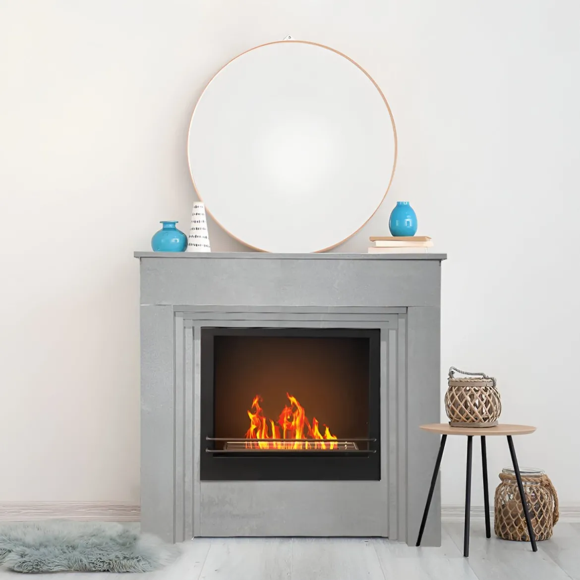 Camino a Bioetanolo 1,8L da Terra 3,4 kW Legno Effetto Cemento Moderno