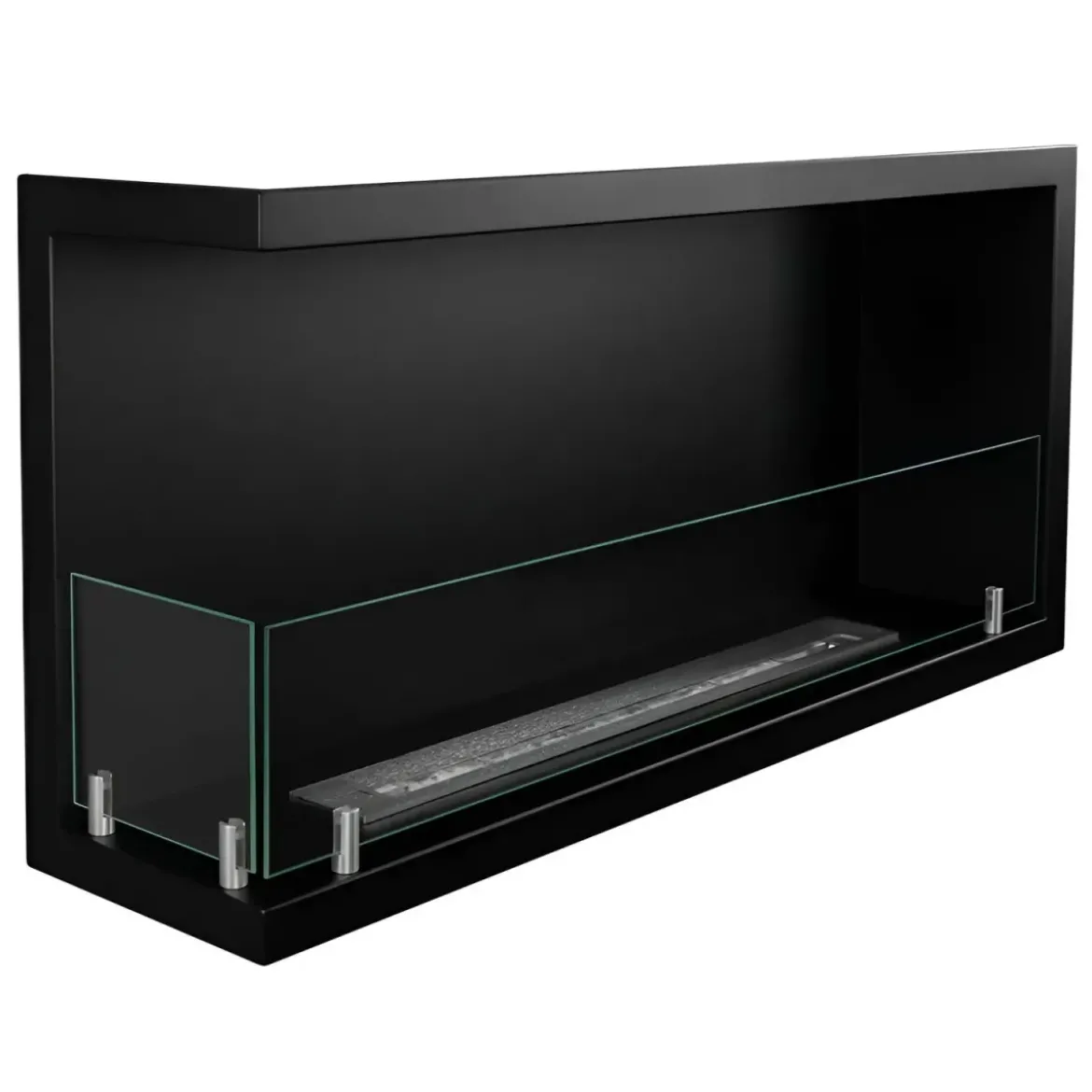 Camino a Bioetanolo 1,5L Nero Angolare a Sinistra da Incasso 90x45 cm