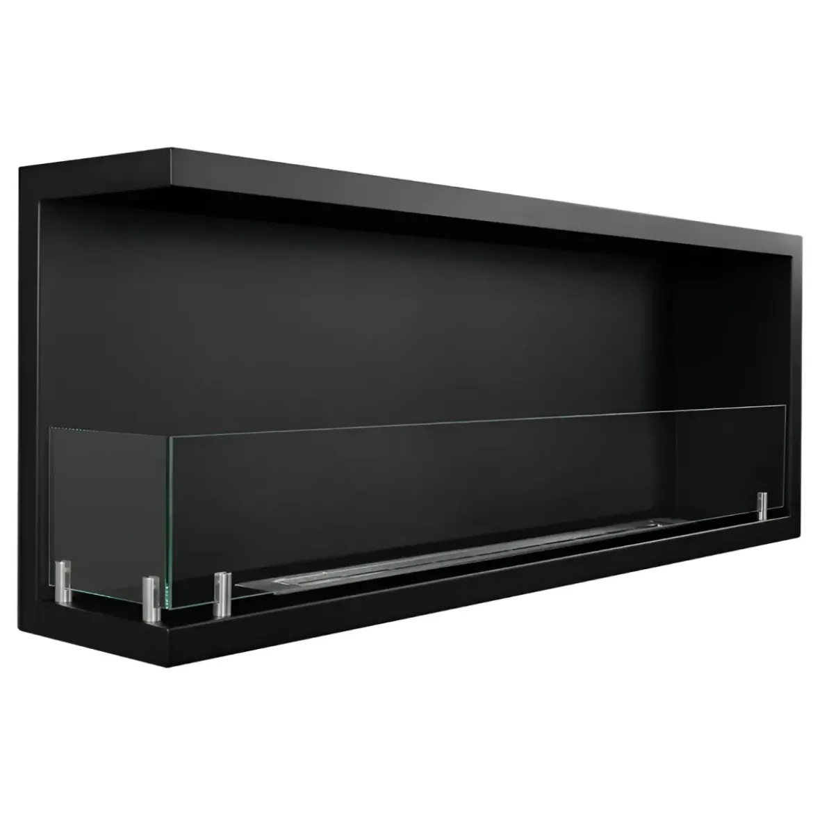 Camino a Bioetanolo 1,5L Nero da Incasso 120x45 cm Angolare a Sinistra